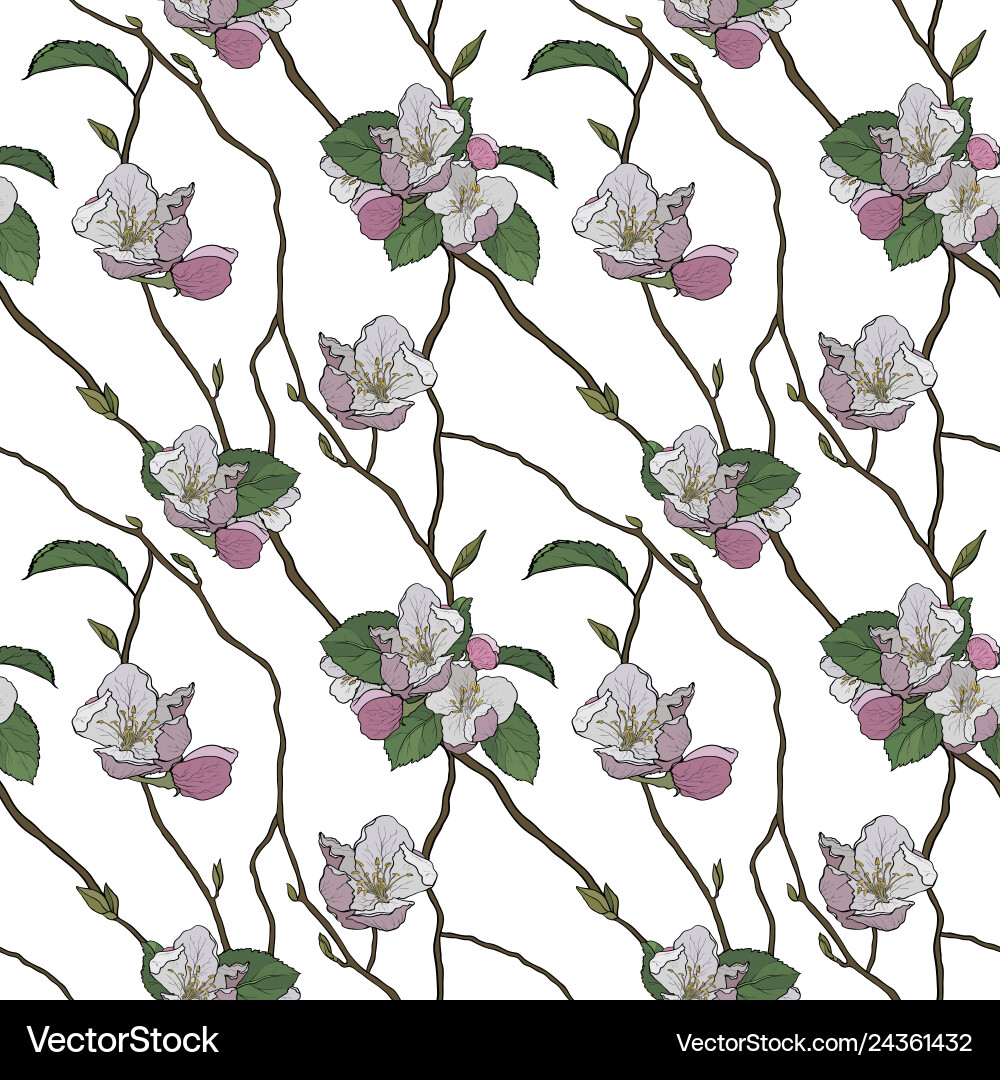 Seamless pattern blooming branches spring Vector Image
