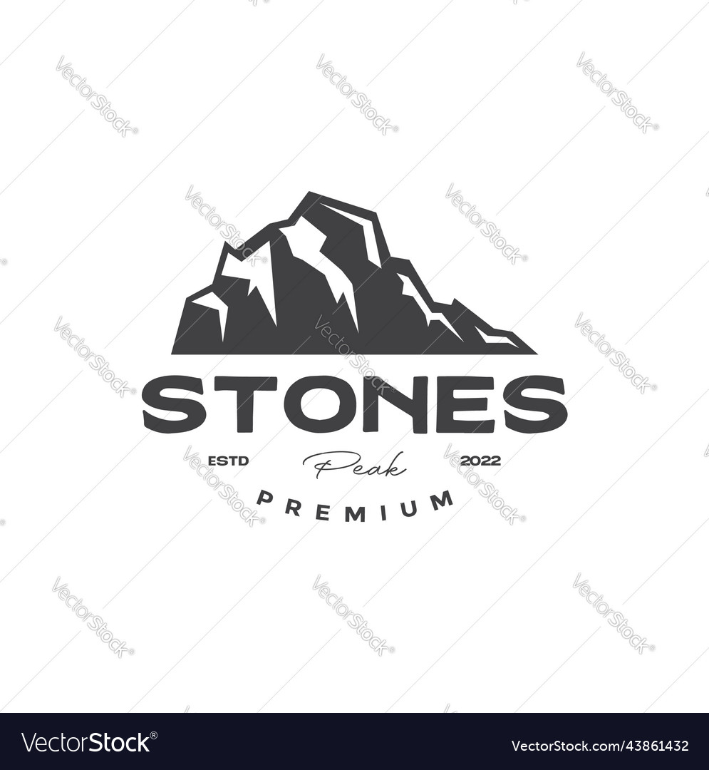 Stones peak logo vintage design Royalty Free Vector Image