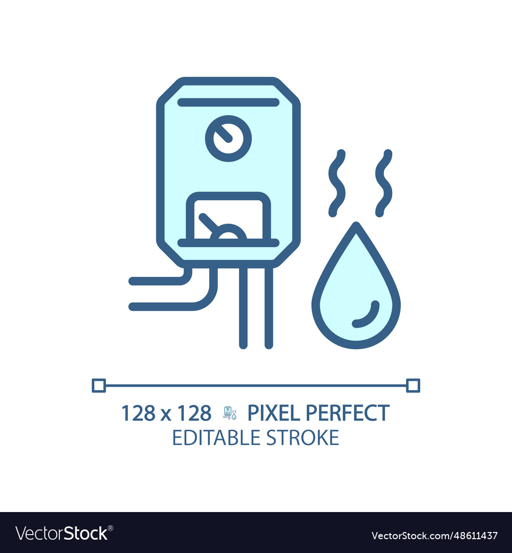 2d customizable thin linear blue water heater icon