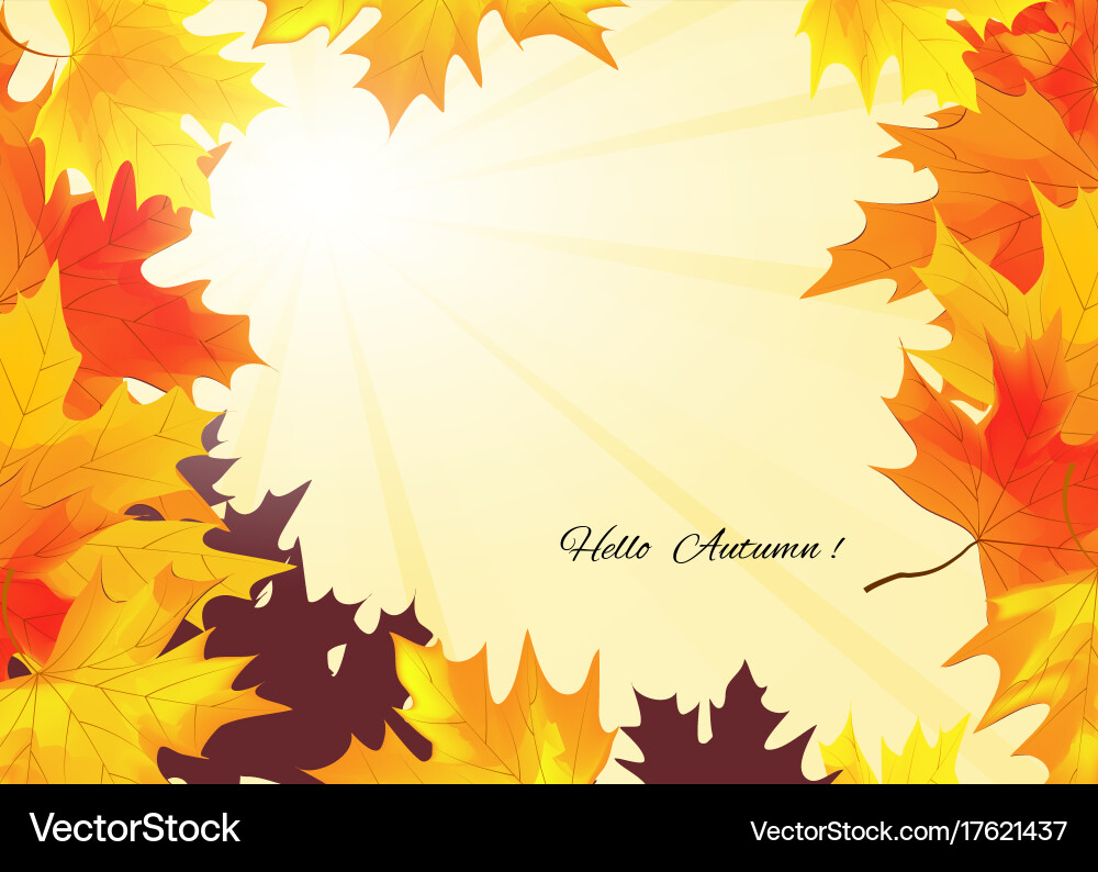 Autumn background with rays of sun Royalty Free Vector Image