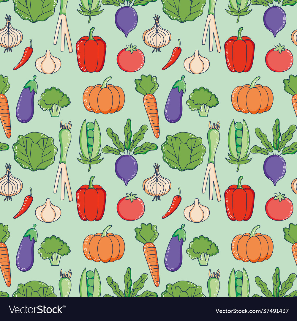 Healthy vegetables pattern Royalty Free Vector Image