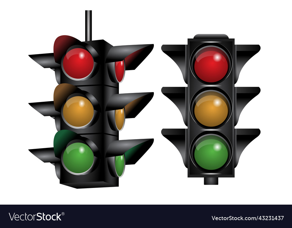 Realistic traffict light street traffic sign Vector Image