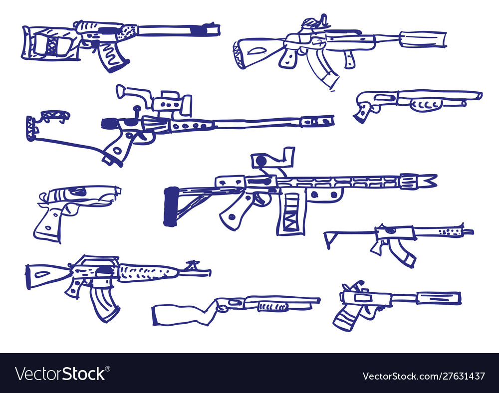 Simple sketch gun Royalty Free Vector Image - VectorStock