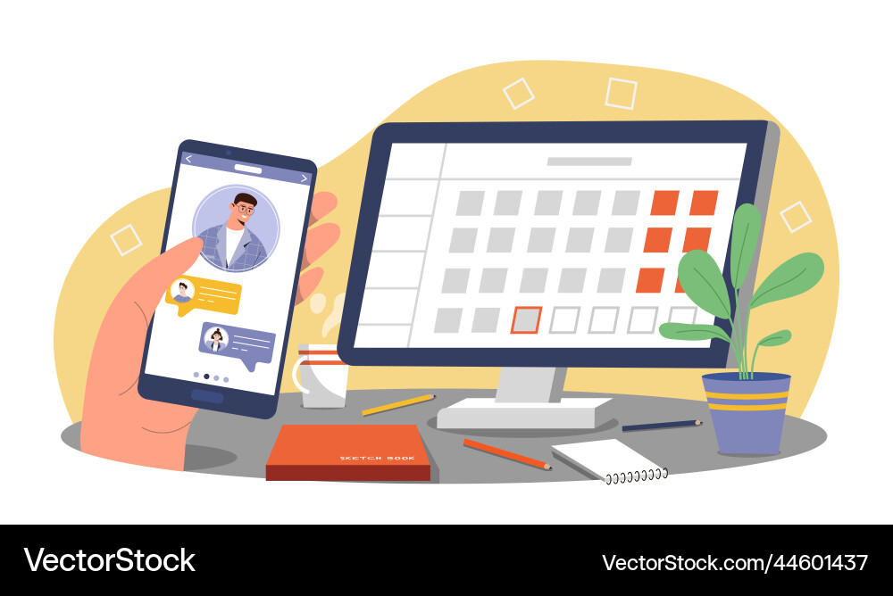 Using Phone At Work Vector Work by phone Royalty Free Vector Image - VectorStock