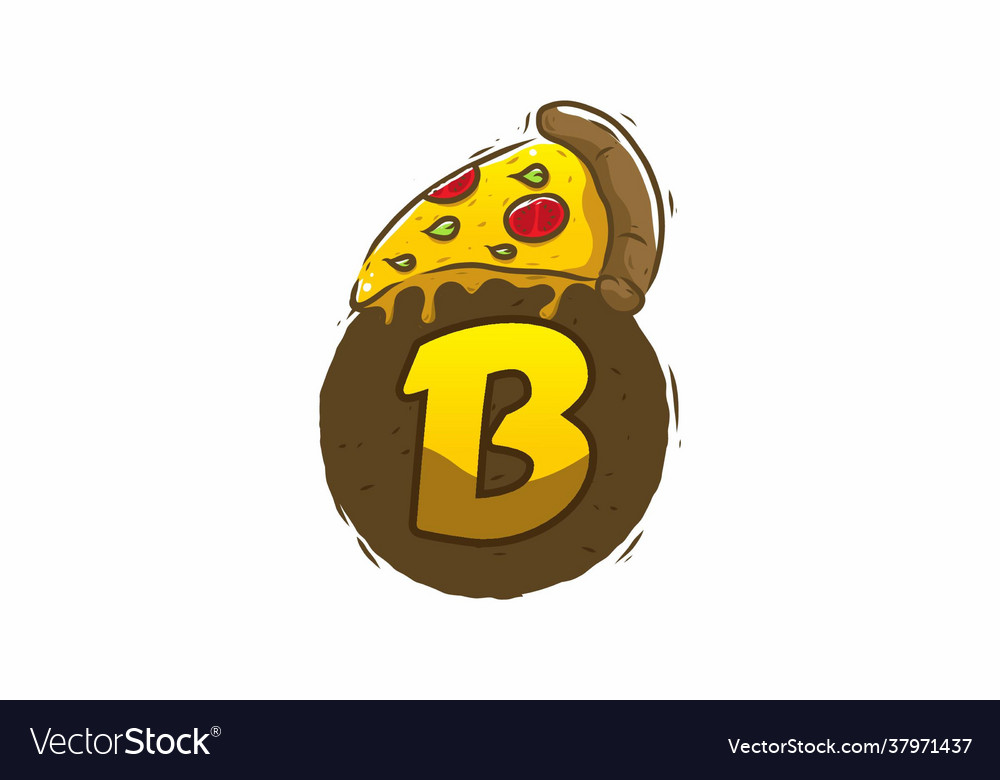 Yellow Brown Pizza Slice With B Initial Letter Vector Image