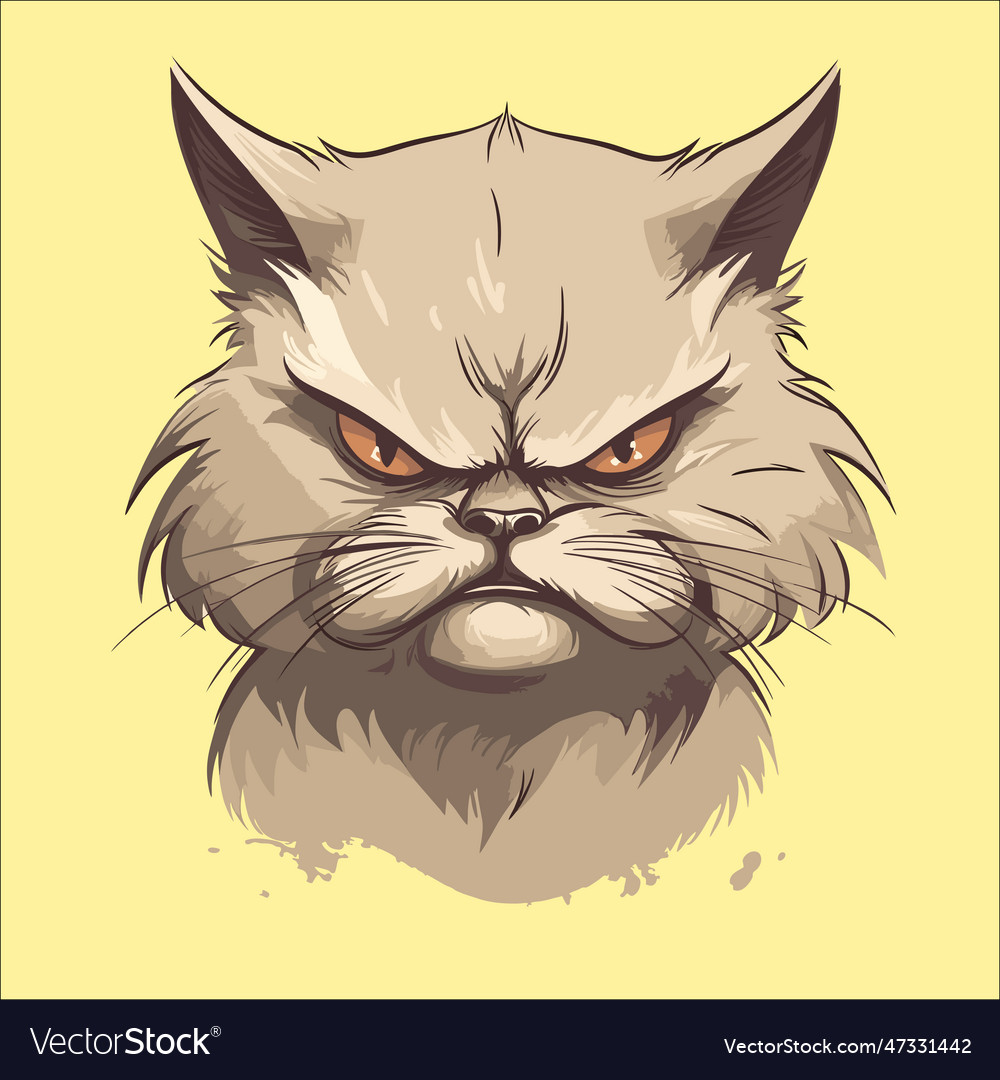 Free Vectors  Angry face cat