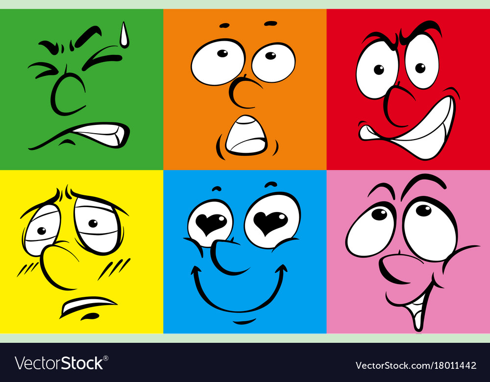 Colorful background with facial expressions Vector Image