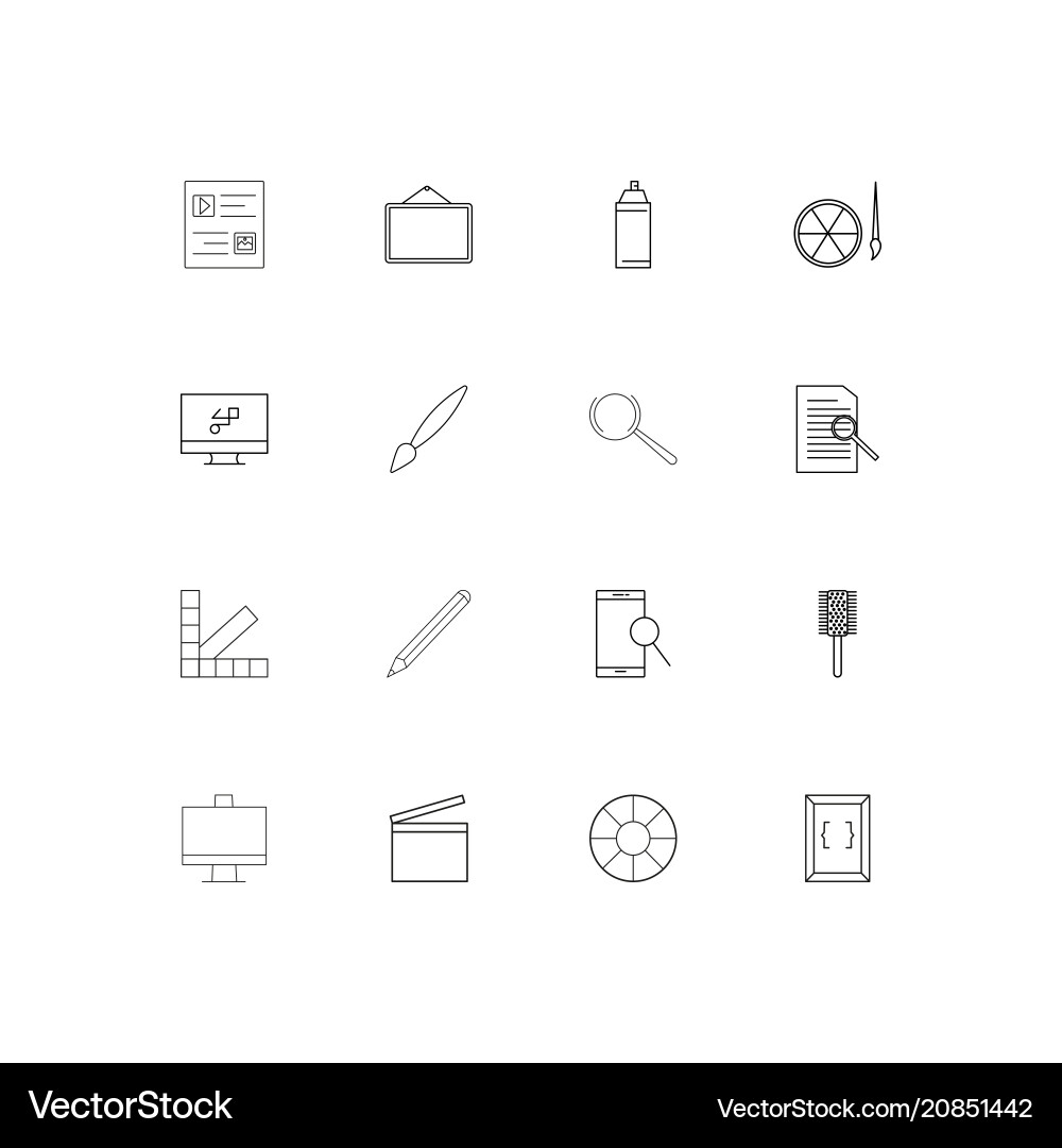 Creative Process And Design Linear Thin Icons Set Vector Image