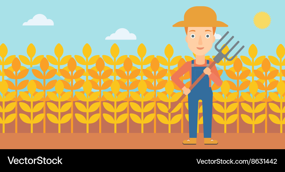 Farmer with pitchfork Royalty Free Vector Image