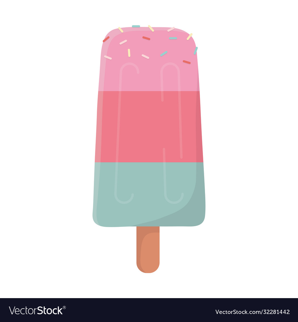 Ice Cream In Stick Isolated Design Icon White Vector Image