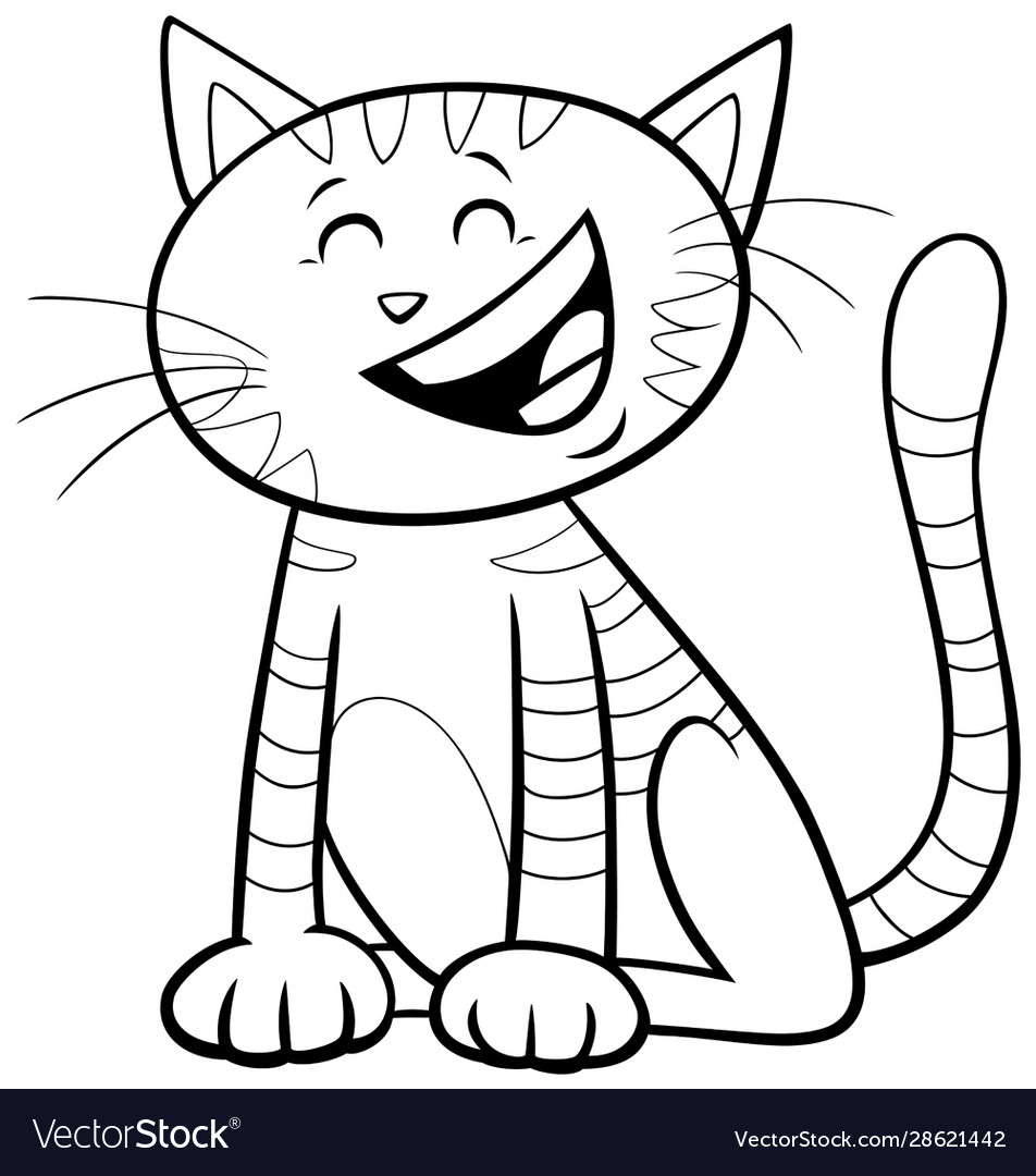 Kitten or cat cartoon character coloring book page