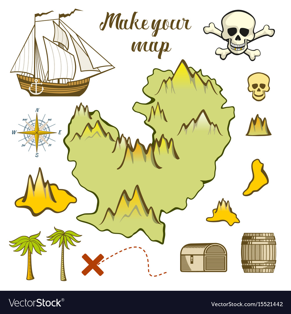 Island Map For Kids Map of island   game for kids with ship island Vector Image