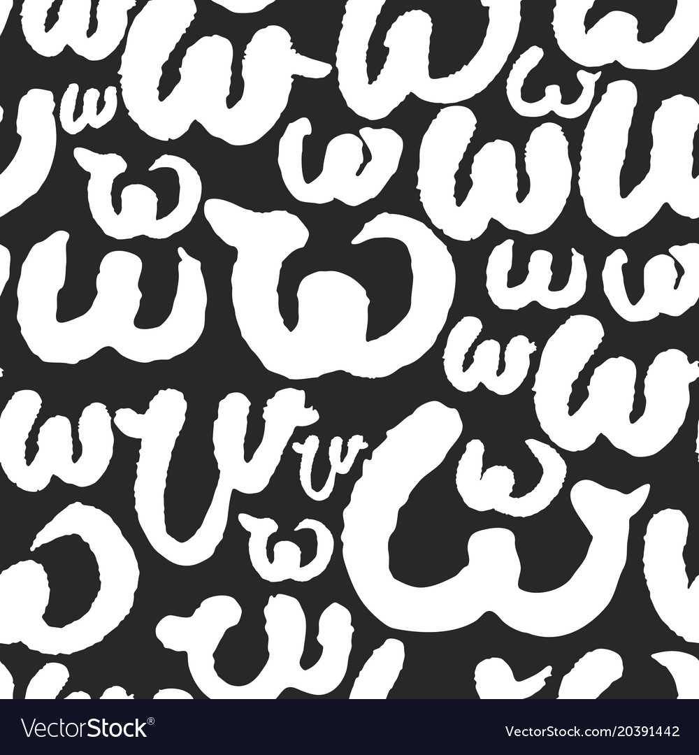 Pattern with calligraphy letters w Royalty Free Vector Image