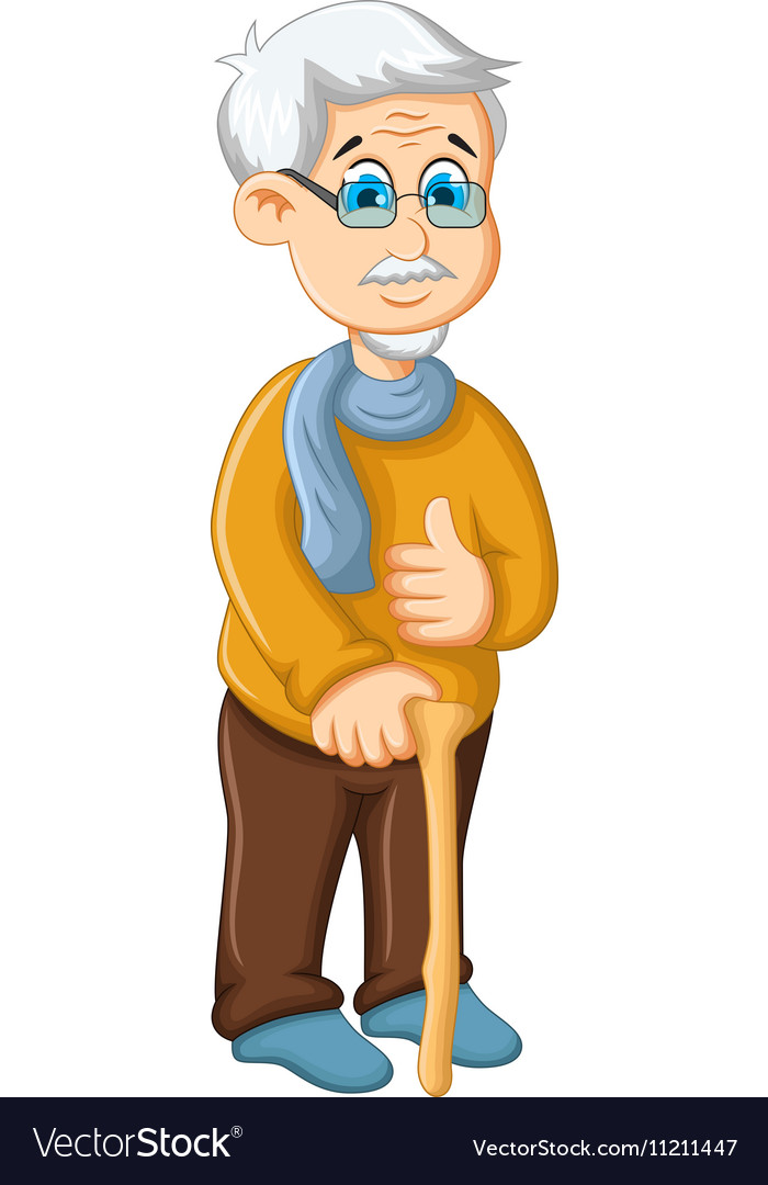 Cute old man cartoon thumb up Royalty Free Vector Image