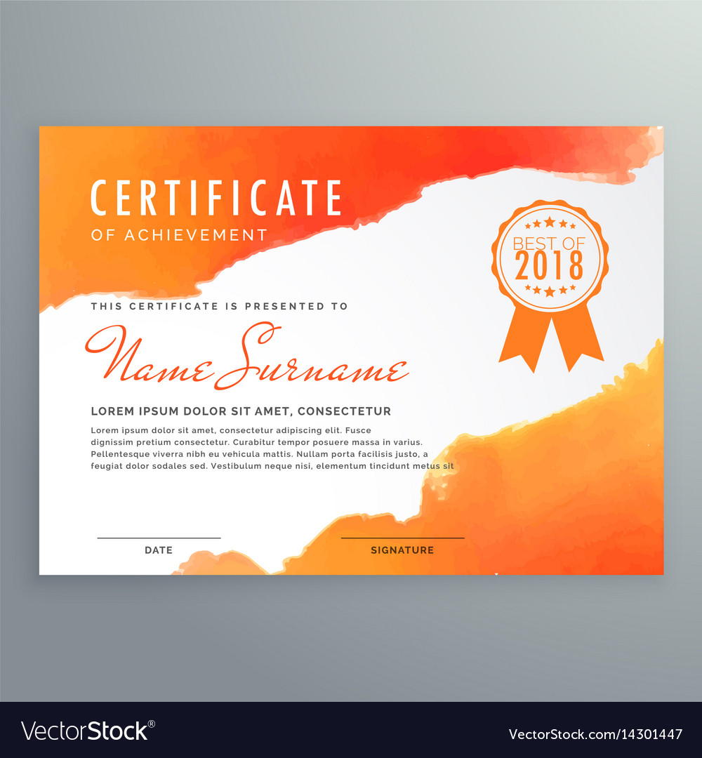 Download Modern certificate design with orange ink Vector Image