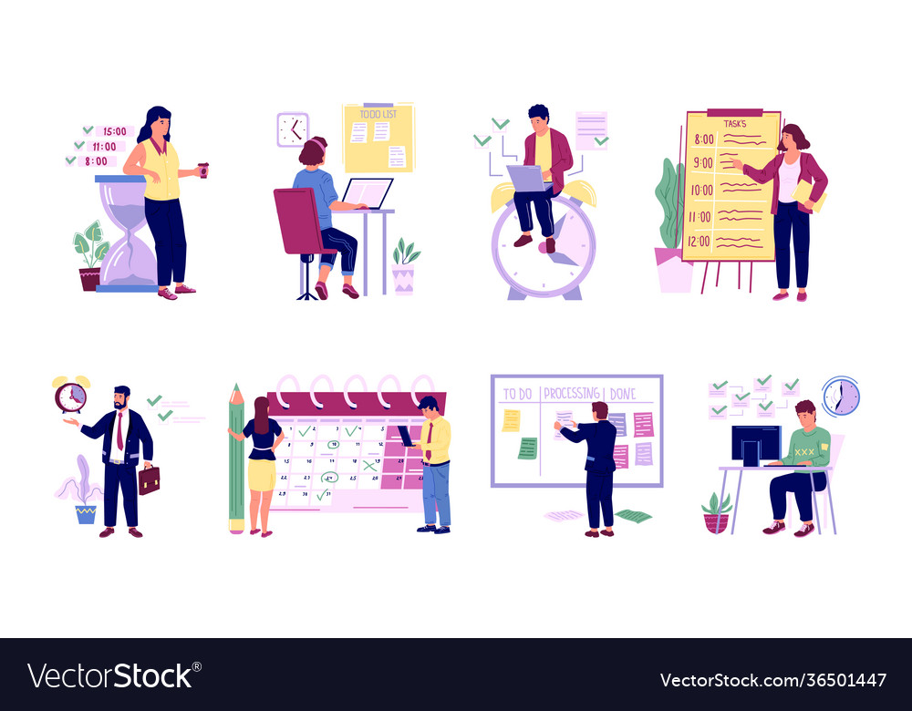 Organizing office work people planning work Vector Image