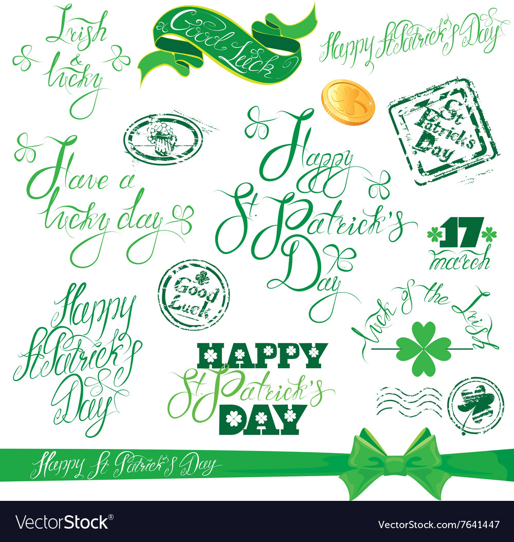 Patrick day calligraphy set 380 Royalty Free Vector Image