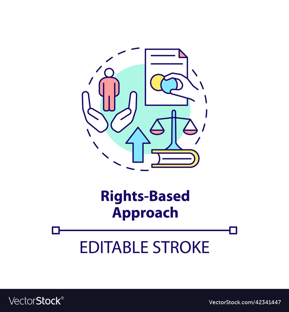 Rights based approach concept icon Royalty Free Vector Image