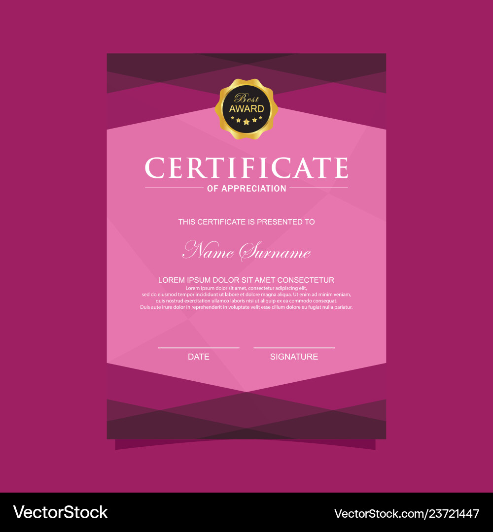 Vertical modern certificate template Royalty Free Vector