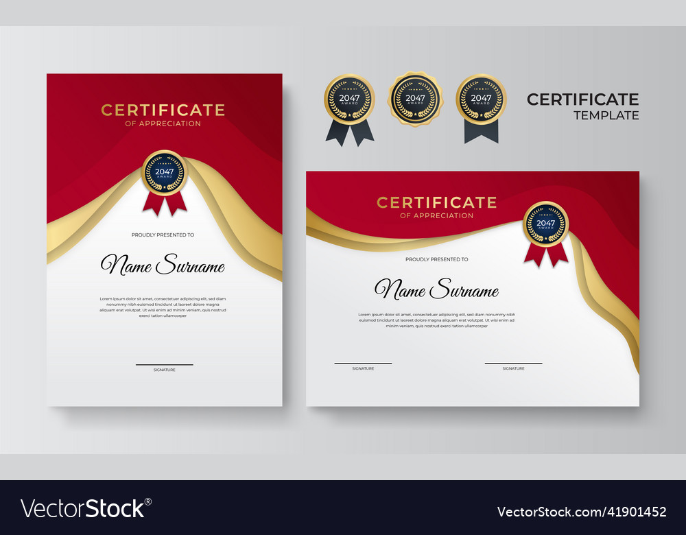 Certificate of appreciation template gold and red Vector Image