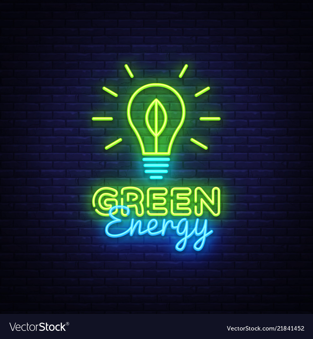 Green energy neon sign eco energy design Vector Image