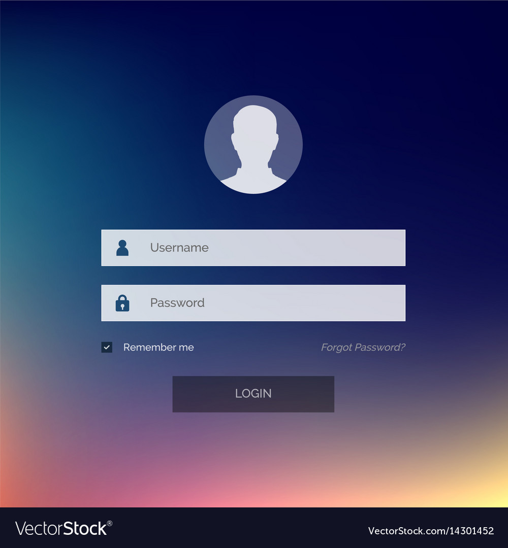 Modern Login Form Interface Design With Username Vector Image EroFound