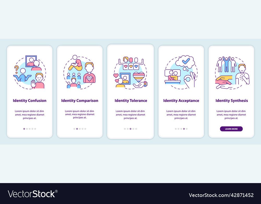 Stages of coming out onboarding mobile app screen Vector Image