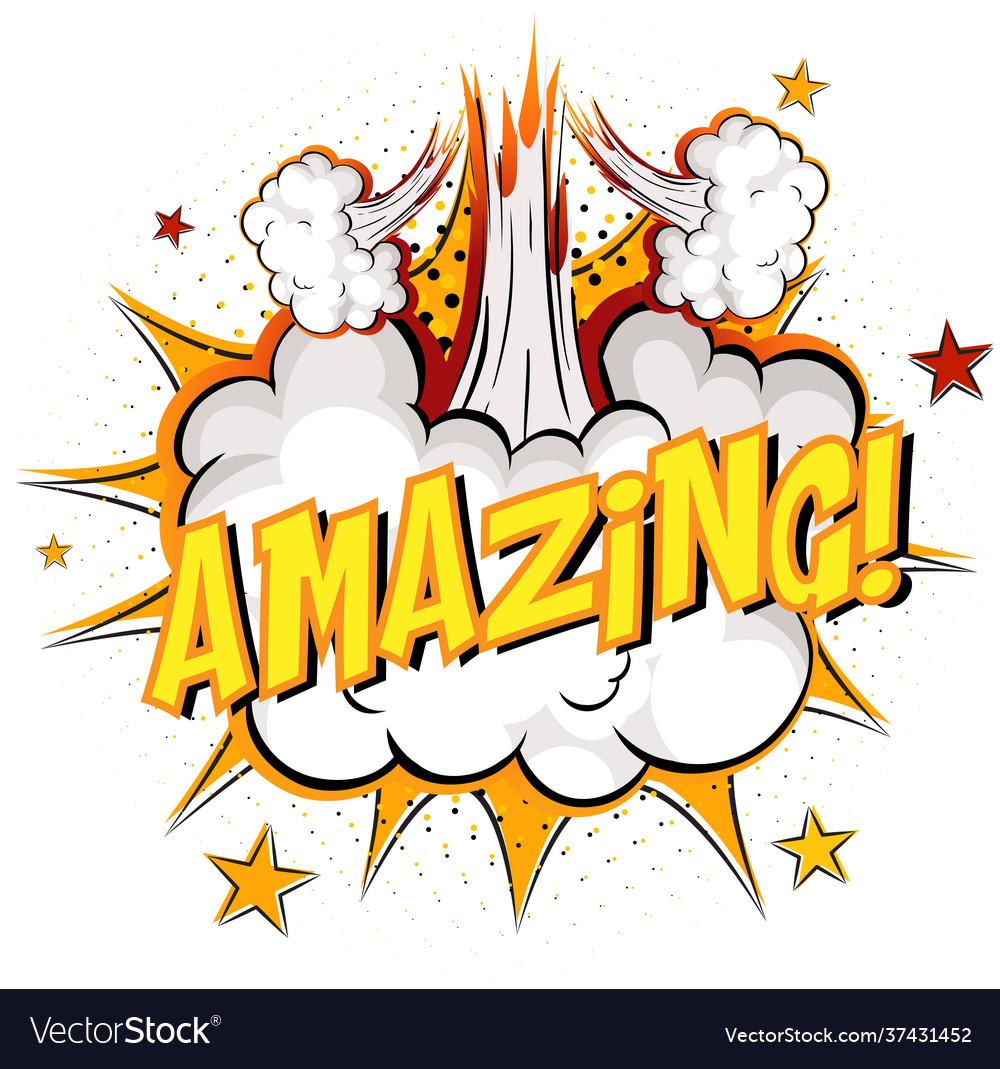 Word amazing on comic cloud explosion background Vector Image