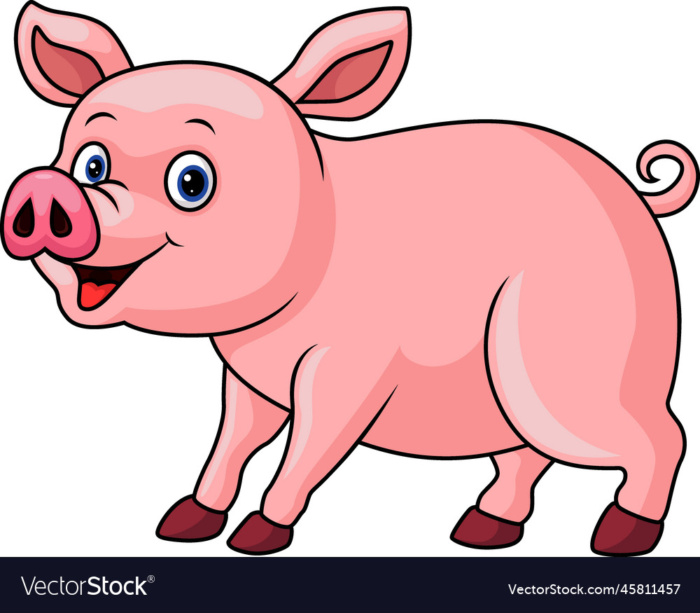 Cute pig cartoon on white background Royalty Free Vector