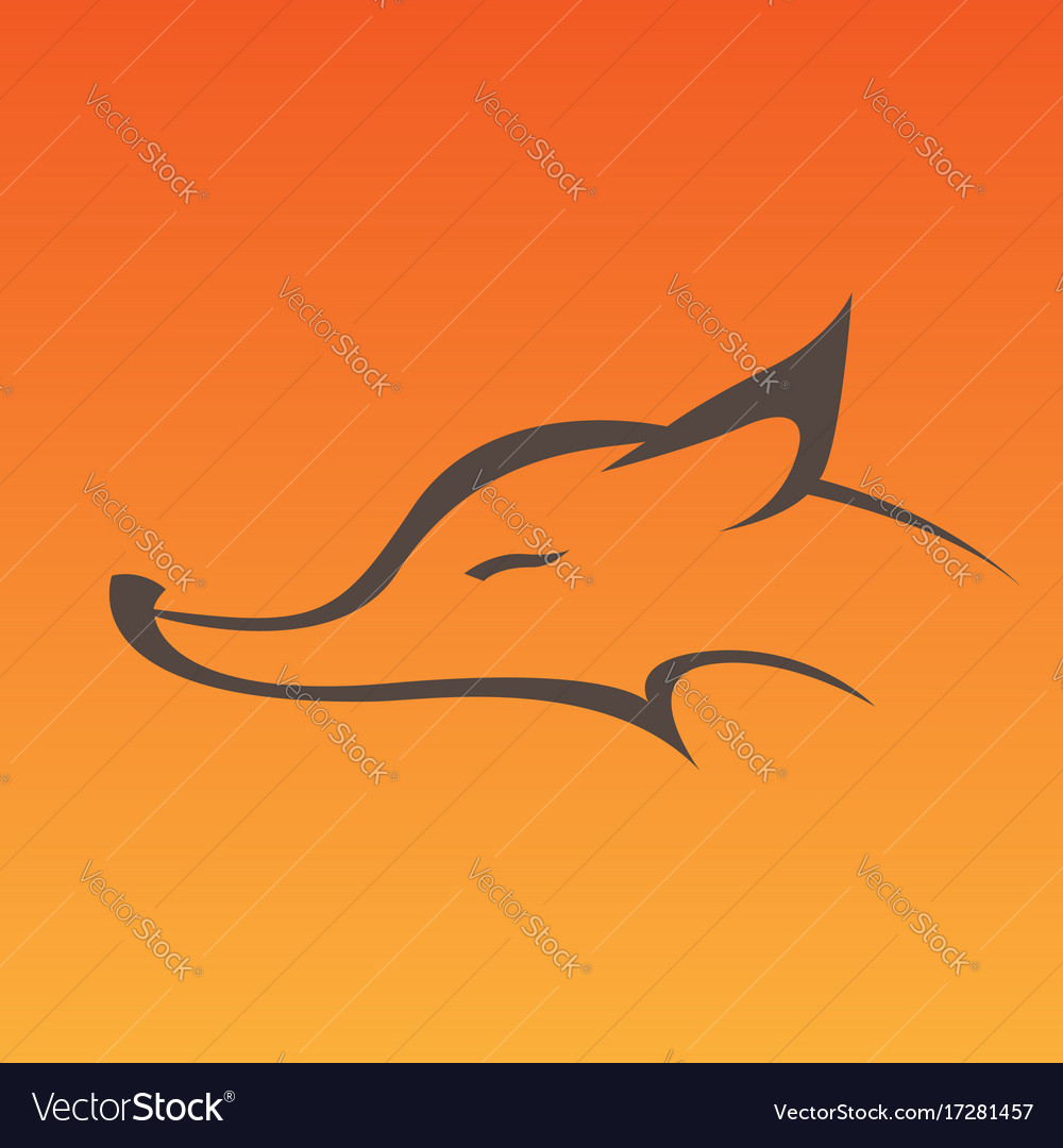 Fox head sign in curve lines Royalty Free Vector Image