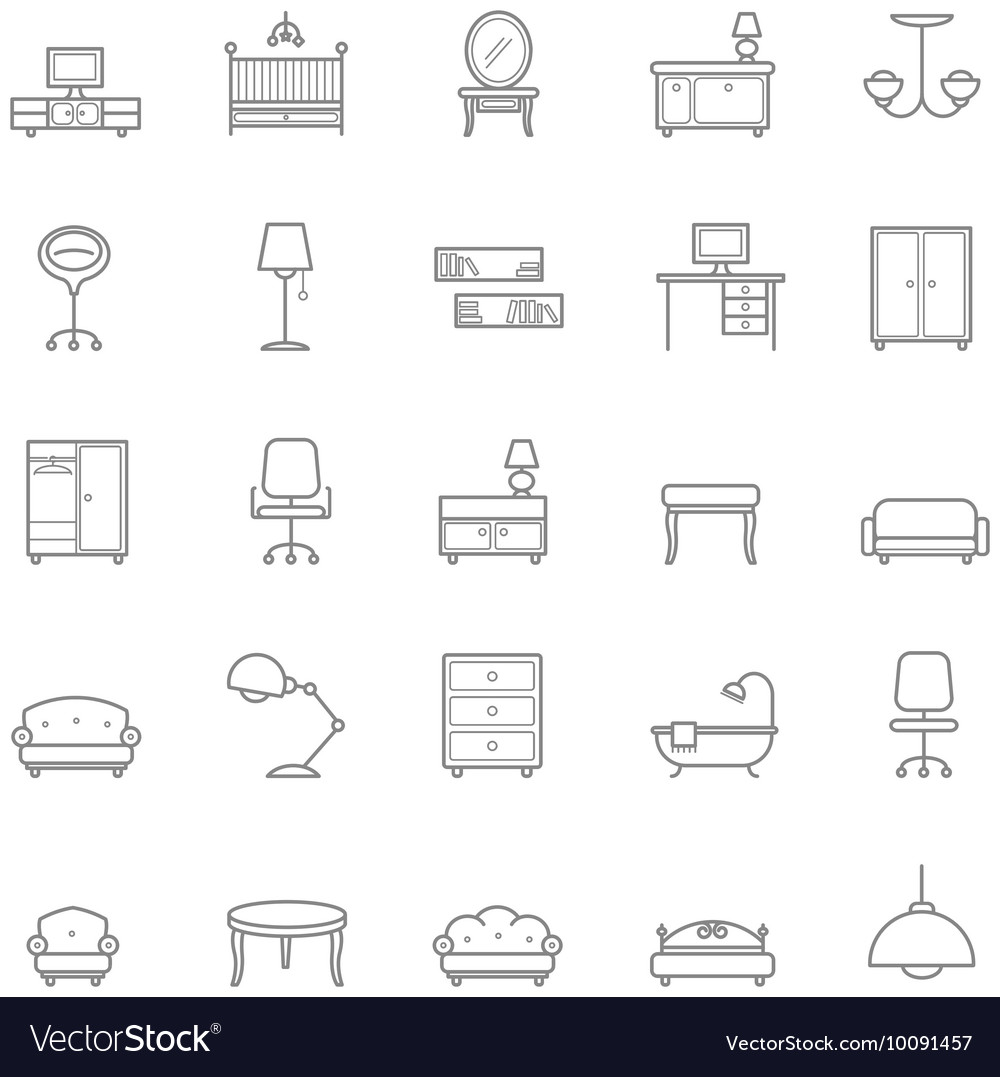 Furniture icons set Royalty Free Vector Image - VectorStock