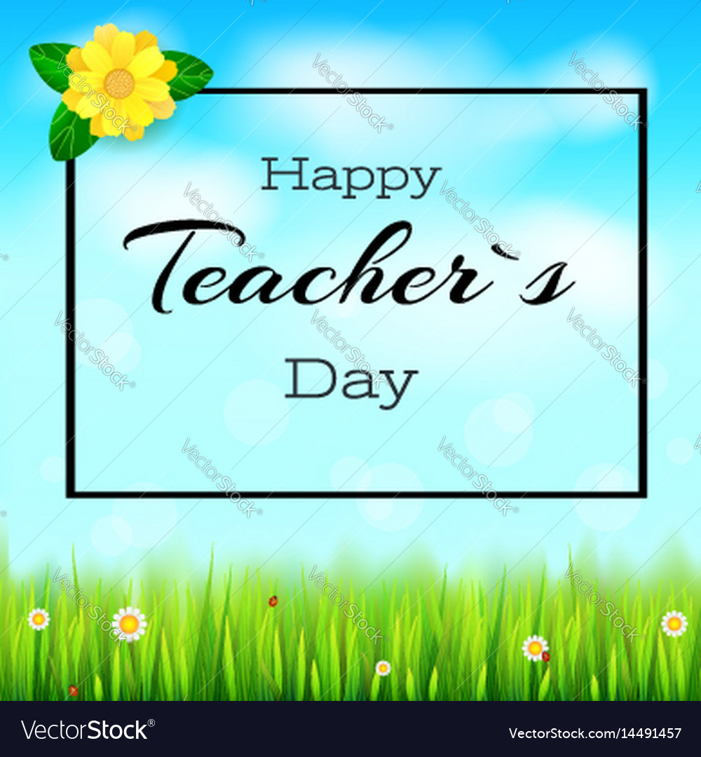 Happy Teacher Day Realistic Greeting Banner For Vector Image