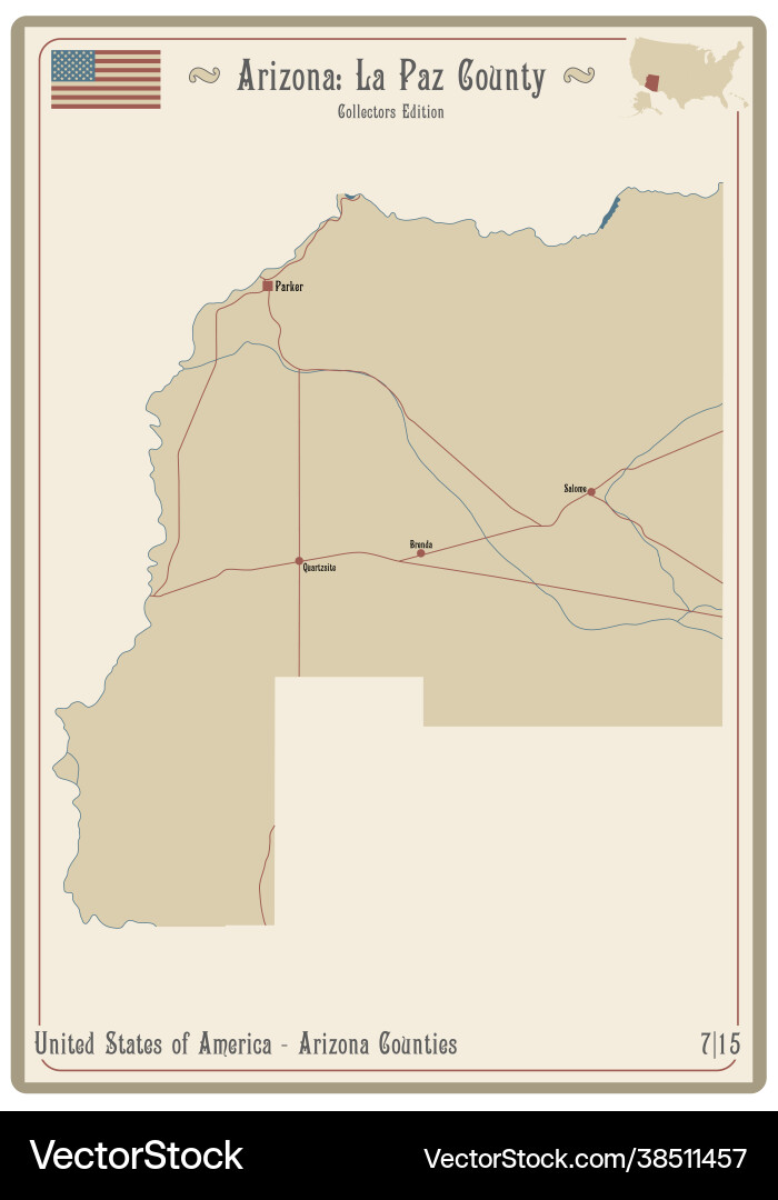 Map la paz county in arizona Royalty Free Vector Image