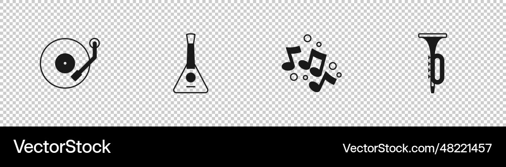 Set vinyl player balalaika music note tone and Vector Image