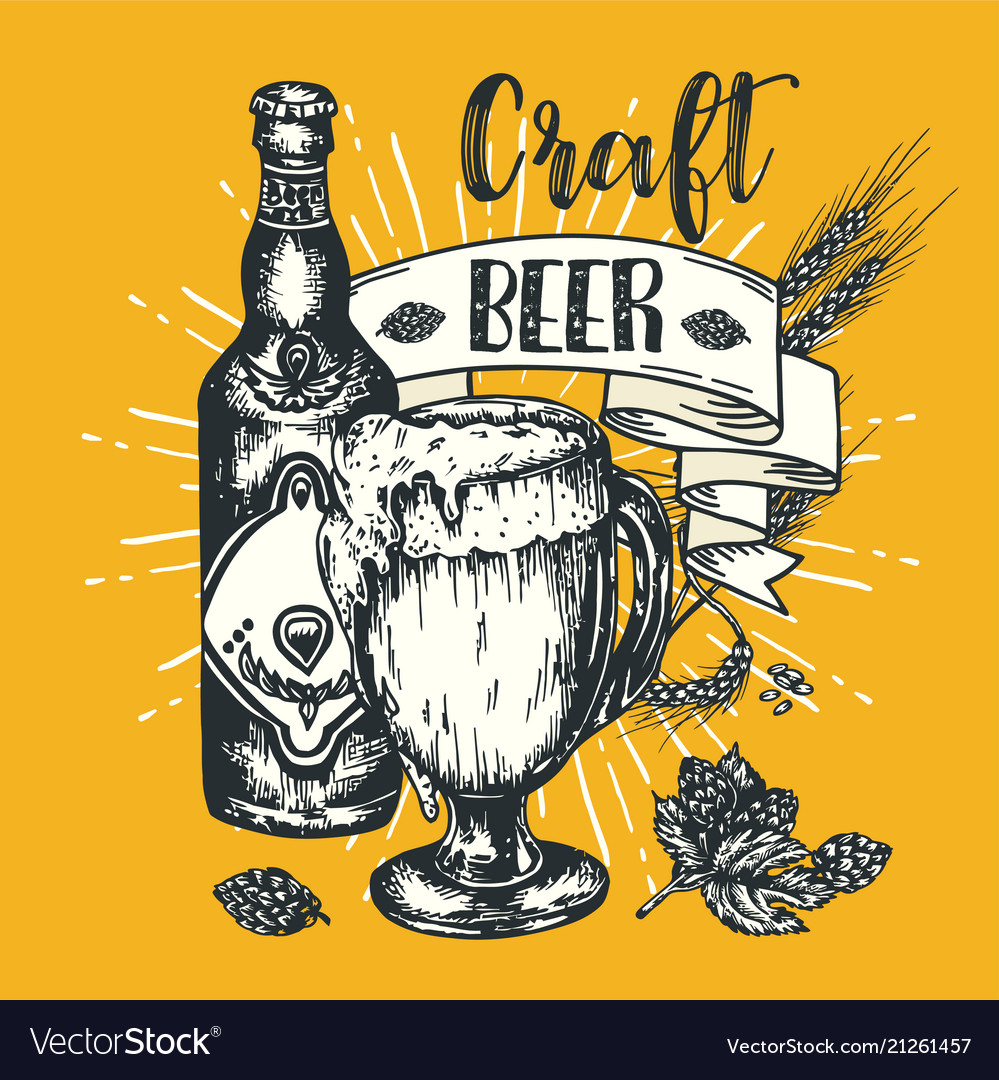 Vintage craft beer poster engraving Royalty Free Vector