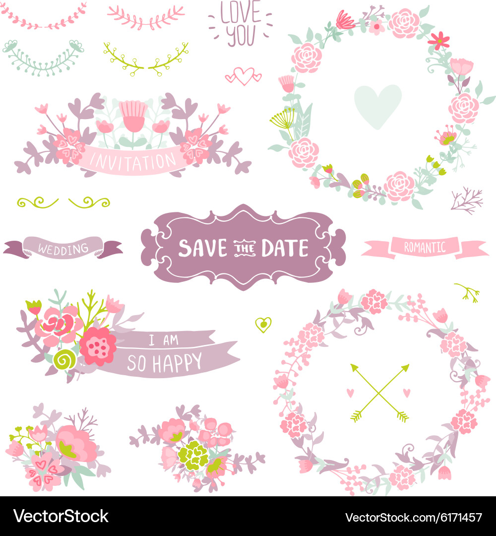 Wedding vintage elements Royalty Free Vector Image