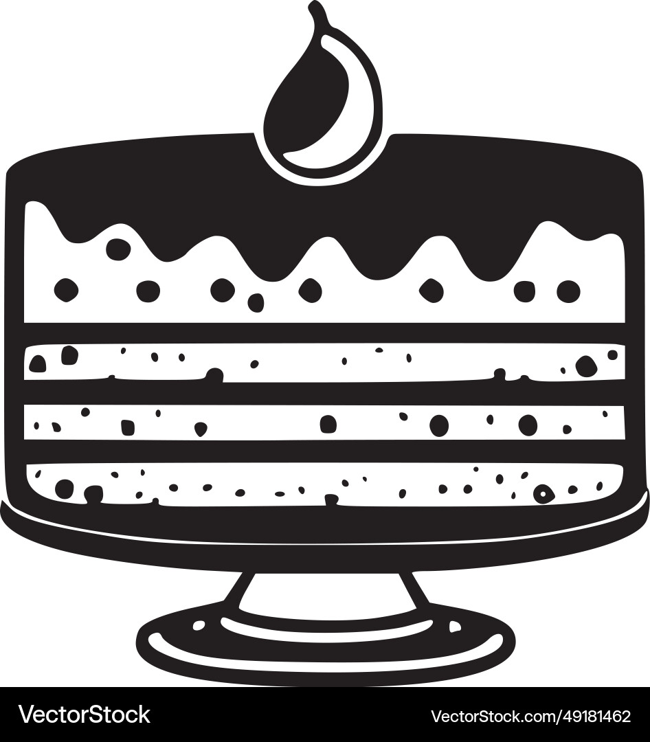 Birthday cake black and white Royalty Free Vector Image