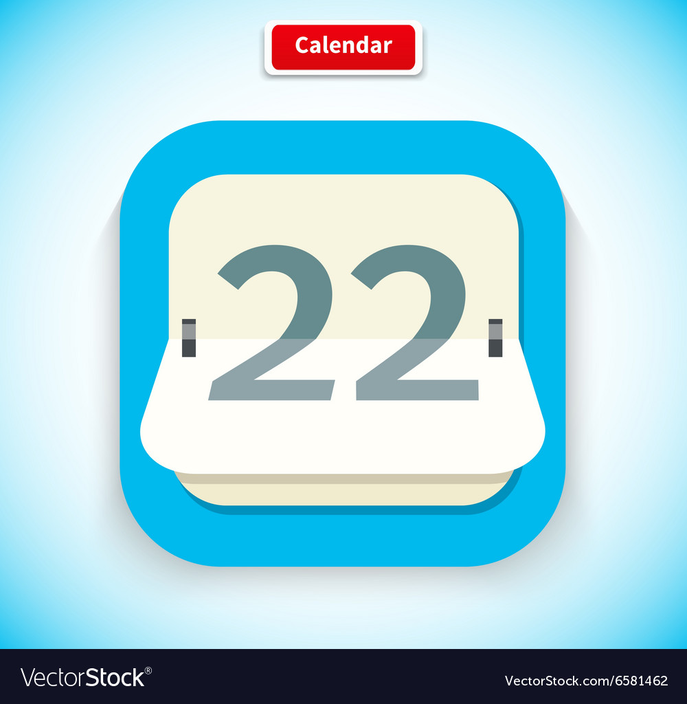 Calendar app icon flat style design Royalty Free Vector