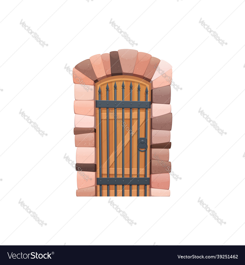 Cartoon gate with forged elements fairytale entry Vector Image