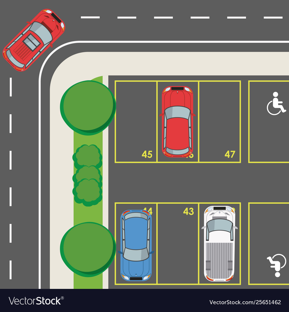 Parking zone topview Royalty Free Vector Image