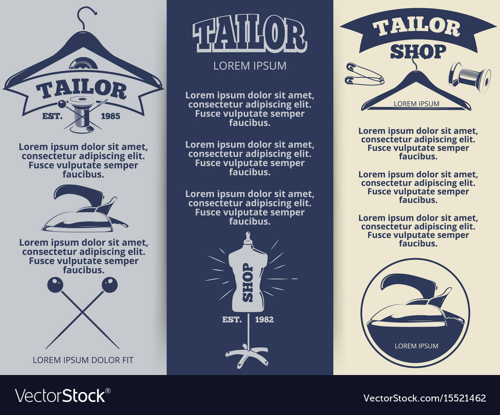 Vintage Tailor Shop Flyers Template Design Vector Image