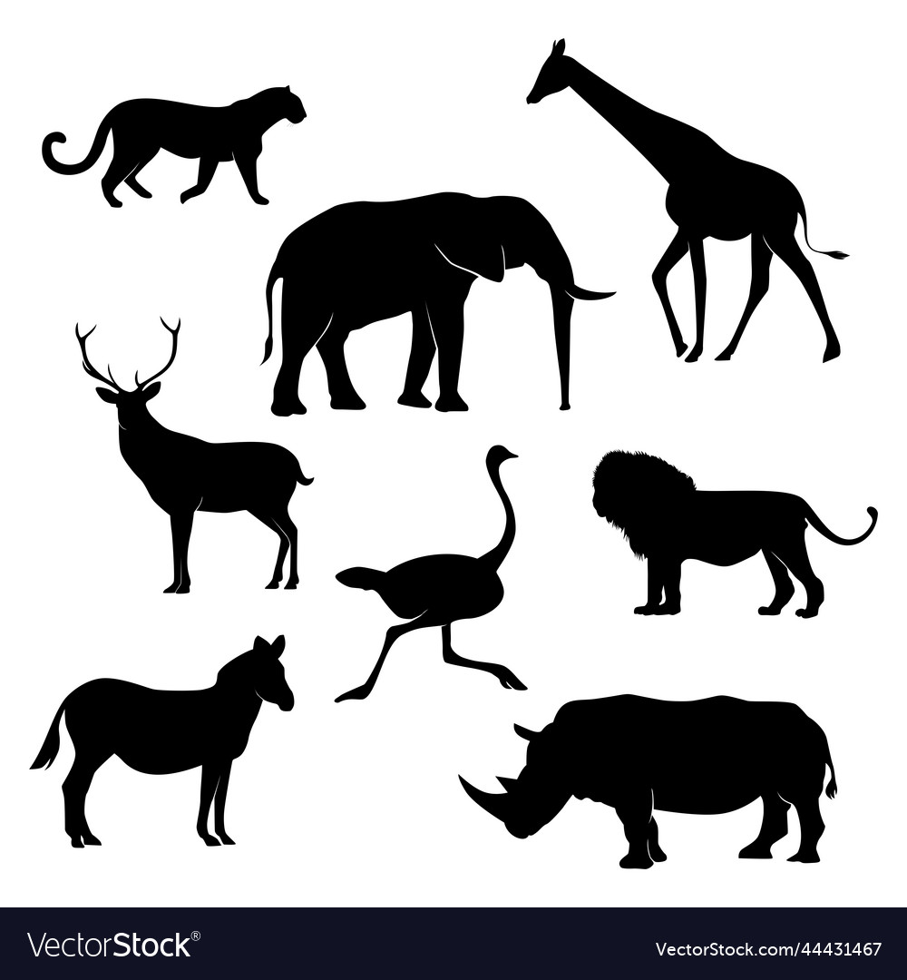 African wild animal silhouette Royalty Free Vector Image