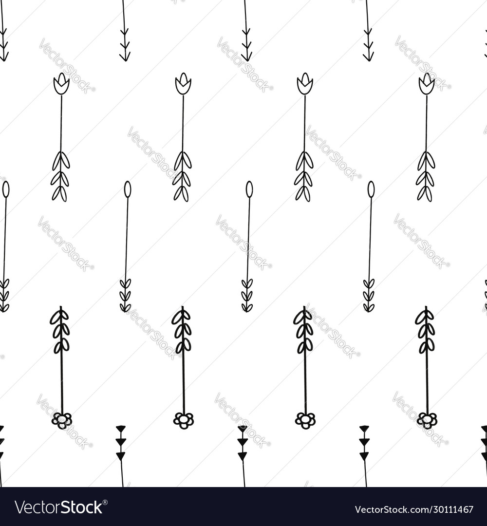 Black and white arrows seamless repeat pattern Vector Image