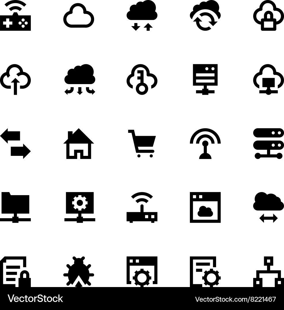 Cloud data technology icons 5 Royalty Free Vector Image