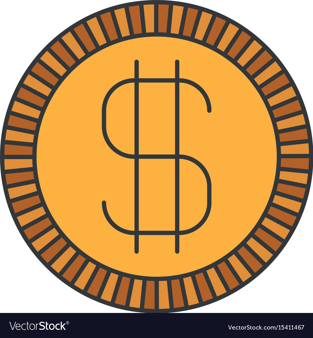 Colorful silhouette of coin with money symbol