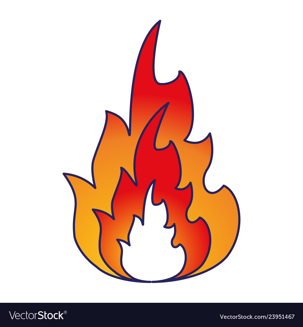 Fire flamme symbol blue lines Royalty Free Vector Image