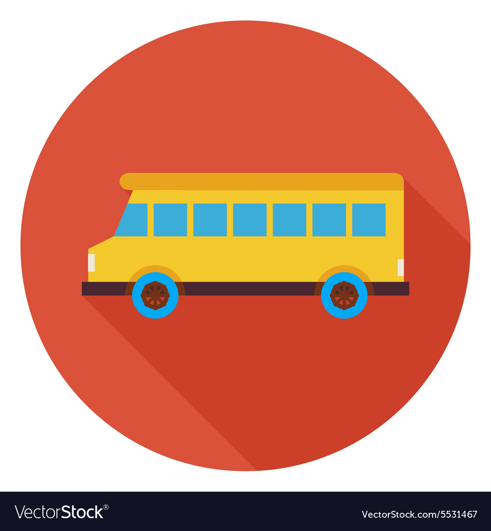 Flat transportation school bus circle icon Vector Image