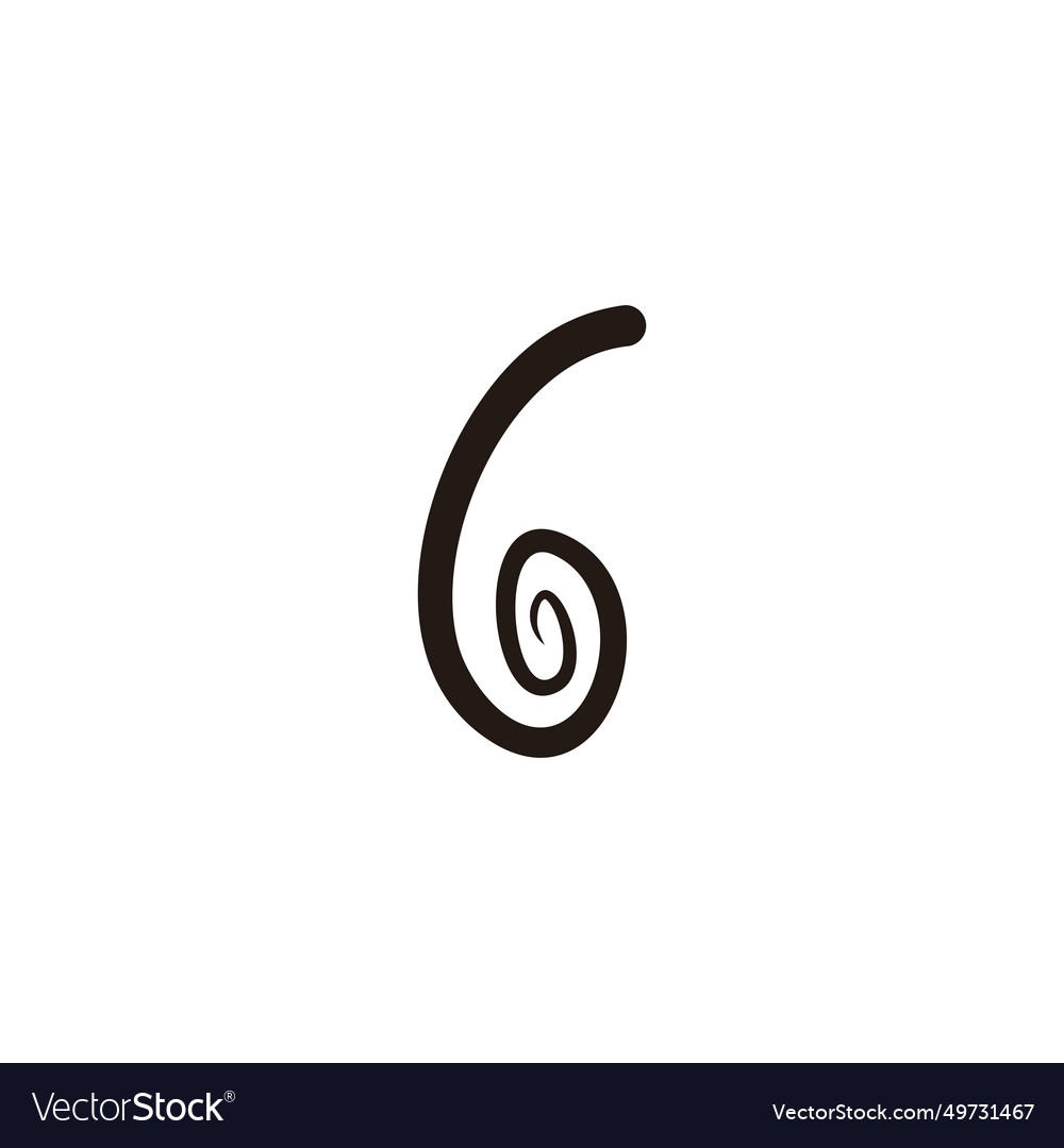 Number 6 spiral wooden geometric symbol simple Vector Image