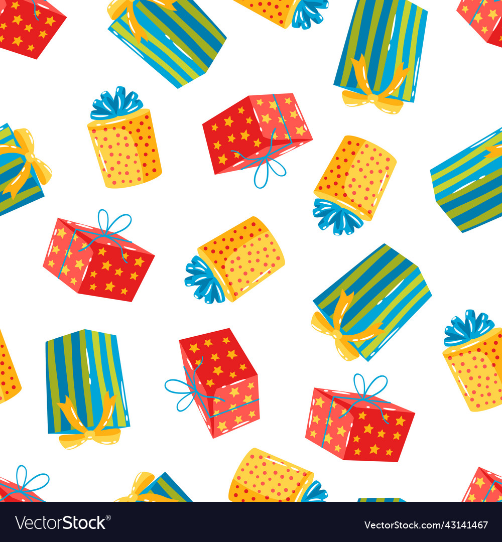 Seamless pattern with gift boxes colorful Vector Image