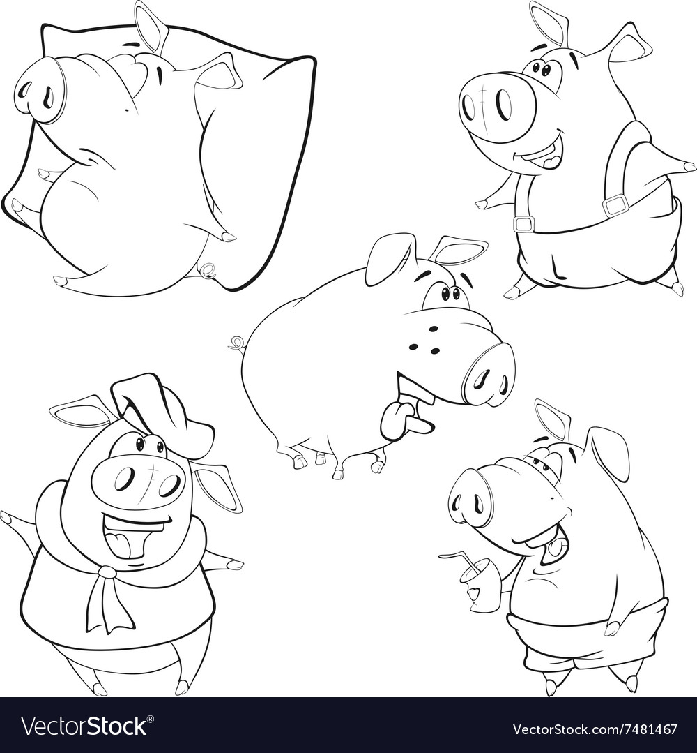 Set of pigs coloring book